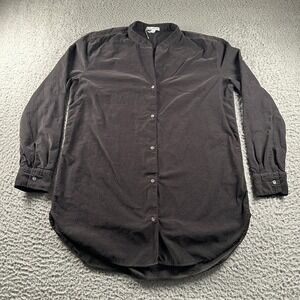 James Perse Corduroy Tunic‎ Shirt Womens 3 Black Long Sleeve Button Front Cotton